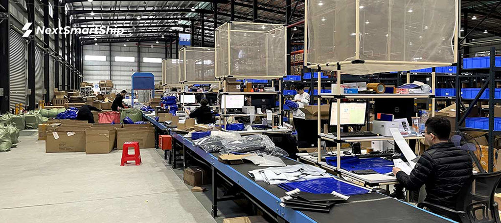 Workstations in NextSmartShip Fulfillment Center